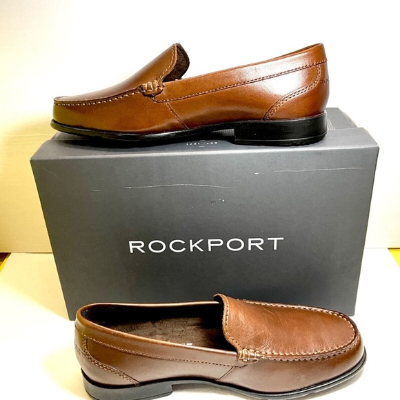 Rockport Classic Brown Leather Men’s Loafers Size 6.5W - Picture 1 of 8
